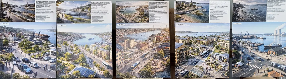 KI-Fotos, generiert anhand der Wahlprogramme der Parteien